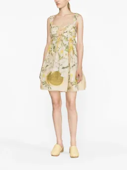 Zimmermann Coaster Strapless Ruched Mini Dress Blush Garden Size 1/AU 10 for rent on The Volte - image 1