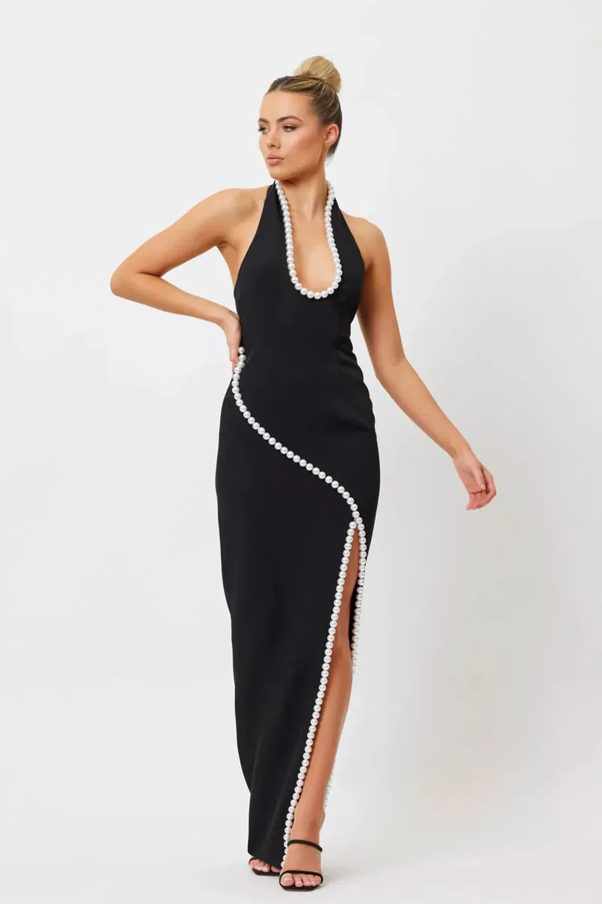 Bianca & Bridgett Laura Pearl Dress Black Size 6 for rent on The Volte - main image