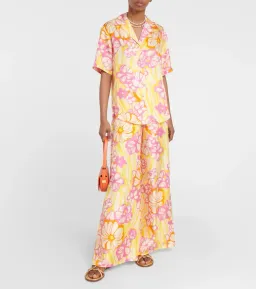 Alemais Fenella Silk-Twill Shirt and Pant Set Floral Size 8 for rent on The Volte - image 1