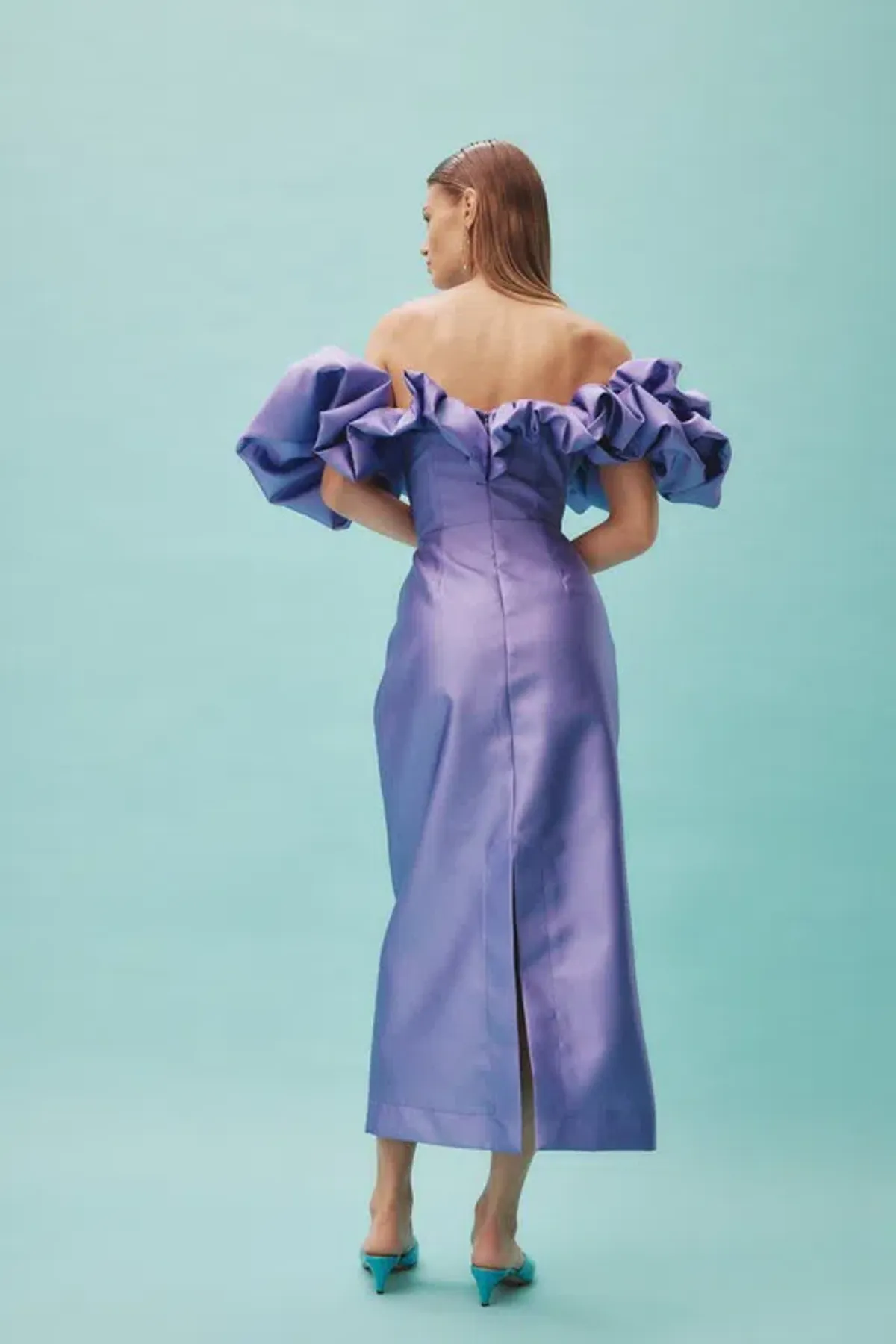 Alemais Suzi Off Shoulder Midi Dress Purple Size 6 - Image 3