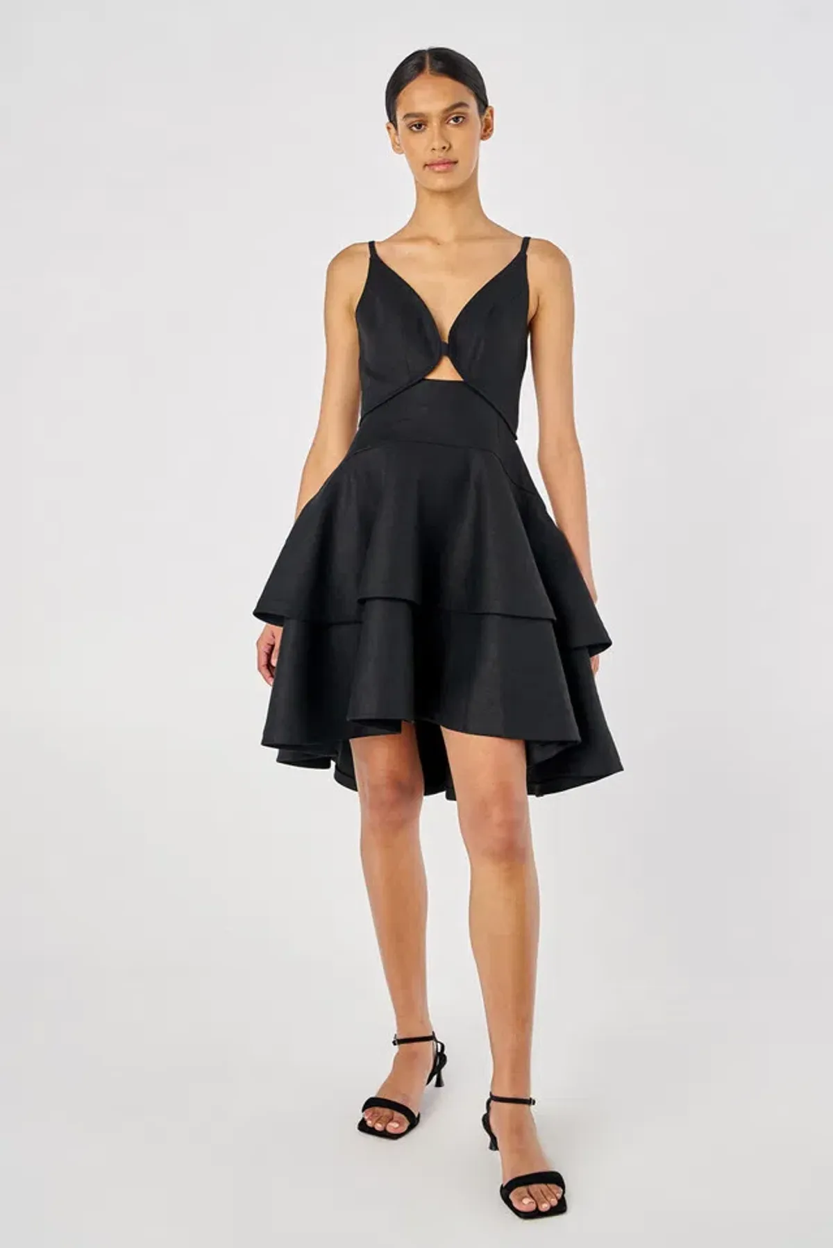 Oroton Tiered Bodice Dress Black Size 8 - Image 1