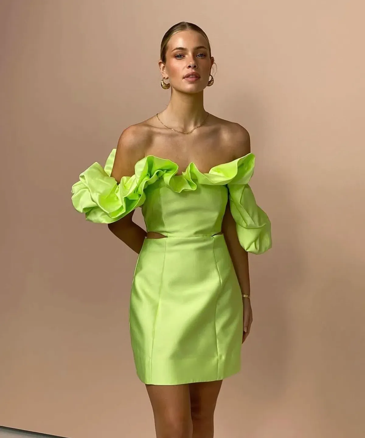 Alemais Suzi Off Shoulder Mini Dress Green Size 8 - Image 4