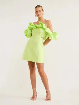 Alemais Suzi Off Shoulder Mini Dress Green Size 6 for rent on The Volte - image 1