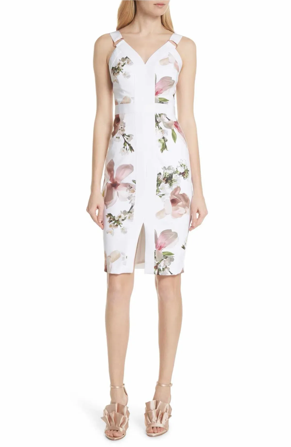 Ted Baker Strappy Bodycon Dress in Harmony Floral Print Size 1 / AU 10 for rent on The Volte - main image