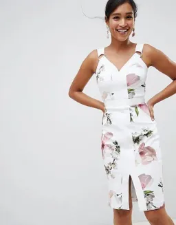 Ted Baker Strappy Bodycon Dress in Harmony Floral Print Size 1 / AU 10 for rent on The Volte - image 2