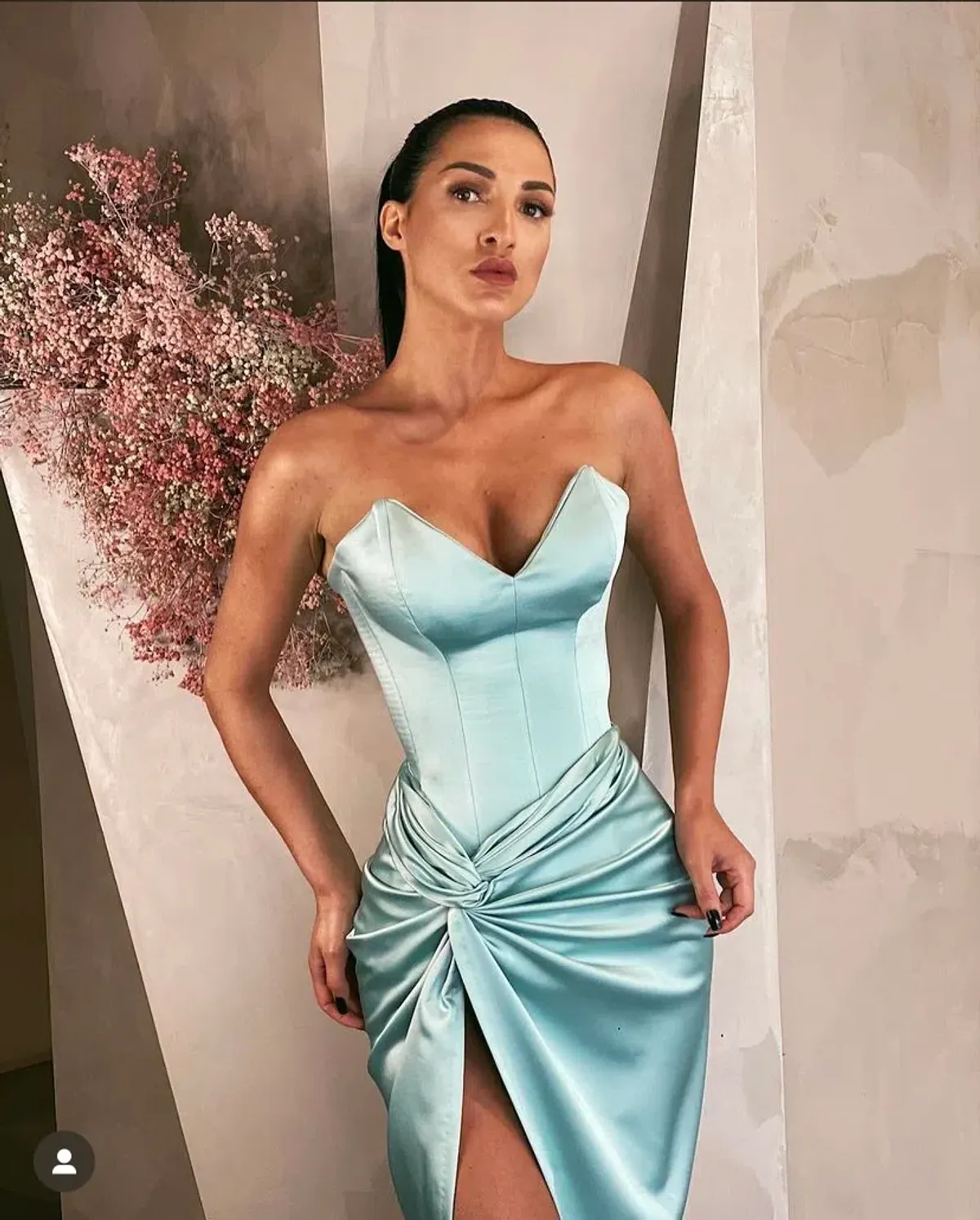 Lia Stublla Satin Strapless Corset Gown Mint Size S / AU 8 - Image 3