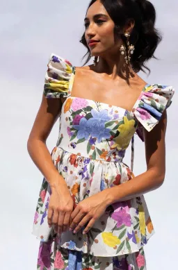 Isabella Longginou Polka Dot Floral Frill Dress Multi Size 12 for rent on The Volte - image 4