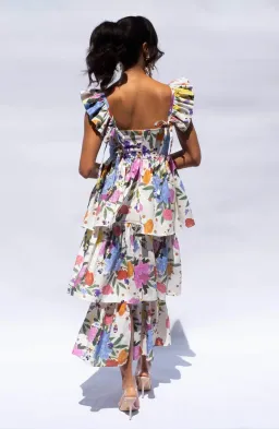 Isabella Longginou Polka Dot Floral Frill Dress Multi Size 12 for rent on The Volte - image 3