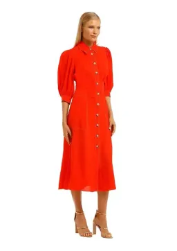 Ginger & Smart Memoir Midi Shirt Dress in Tango Red Size 16 for rent on The Volte - image 1