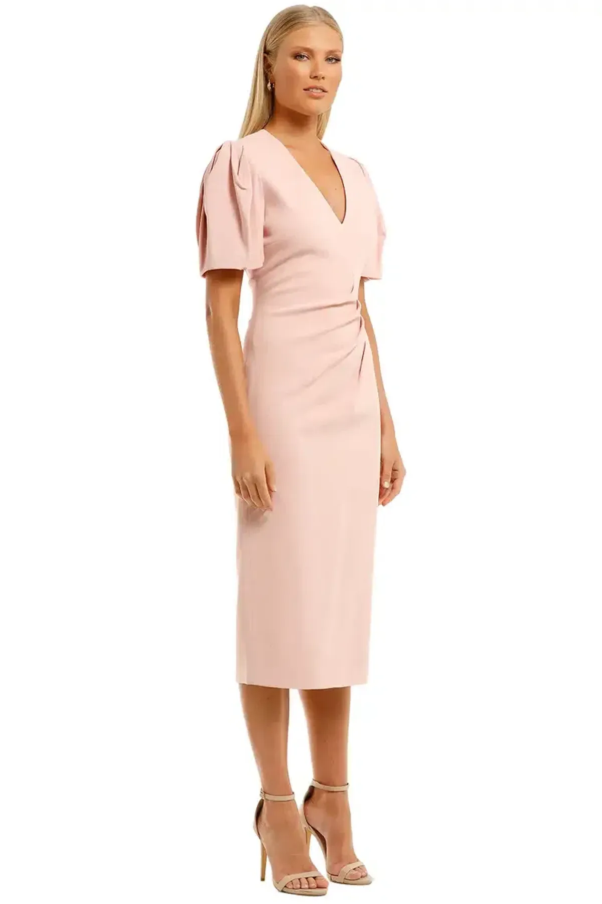 Ginger & Smart Vortex Midi Dress in Blush Pink Size 12 - Image 2