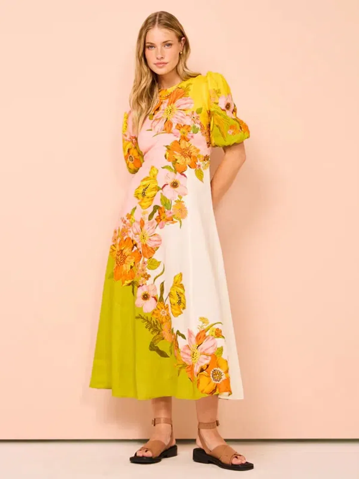 Alemais Silas Midi Dress In Multi Floral Size 14 - Image 1