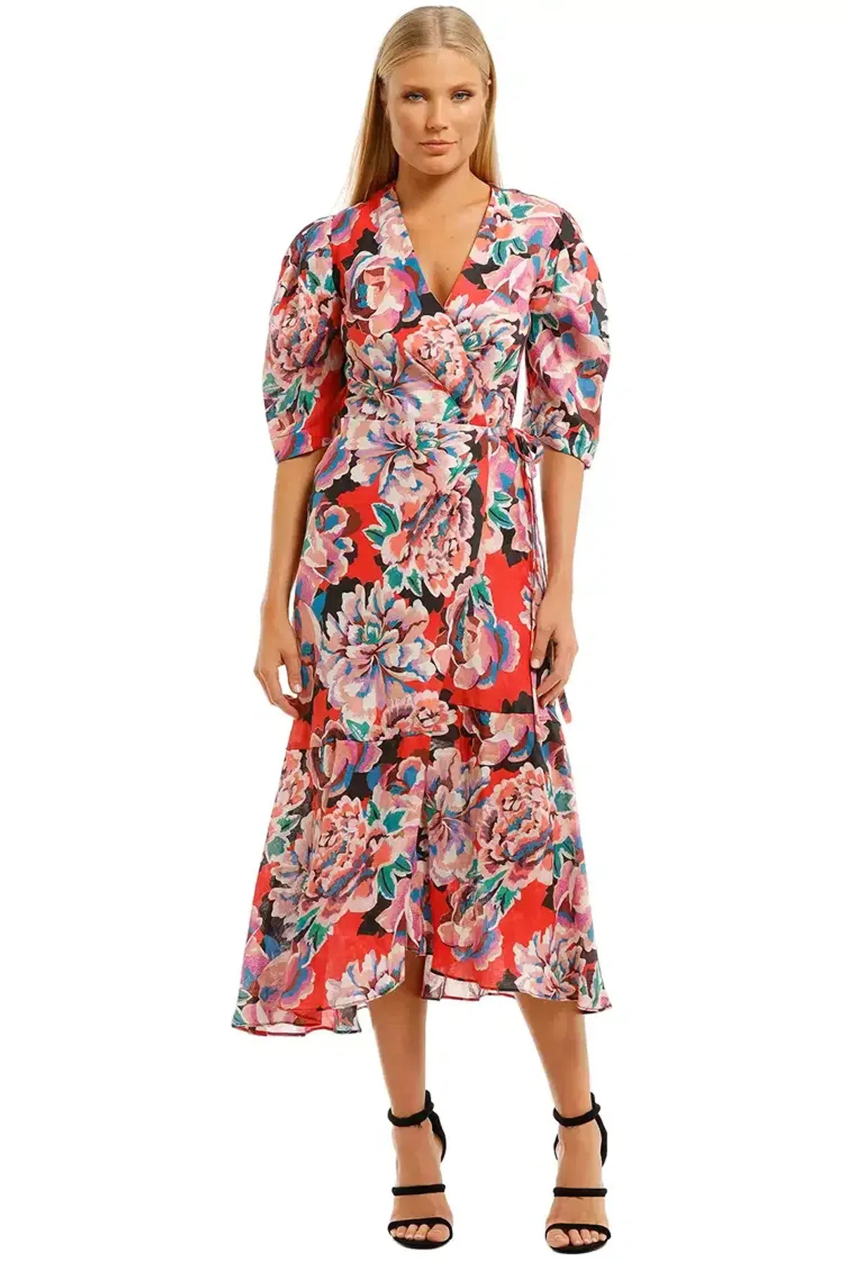 Ginger & Smart Flourish Wrap Midi Dress Floral Size 14 - Image 2