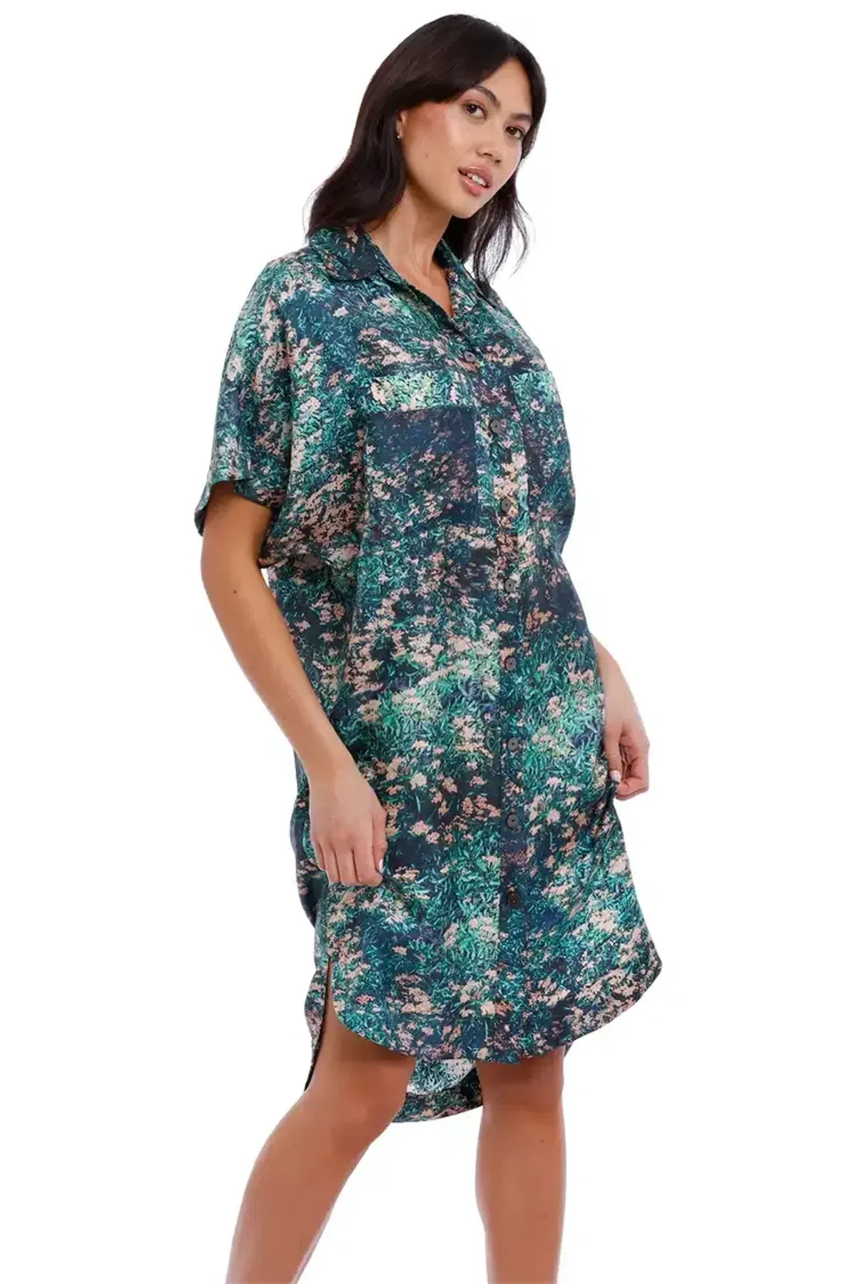 Ginger & Smart Night Grass Mini Shirt Dress Multi Size 14 - Image 5