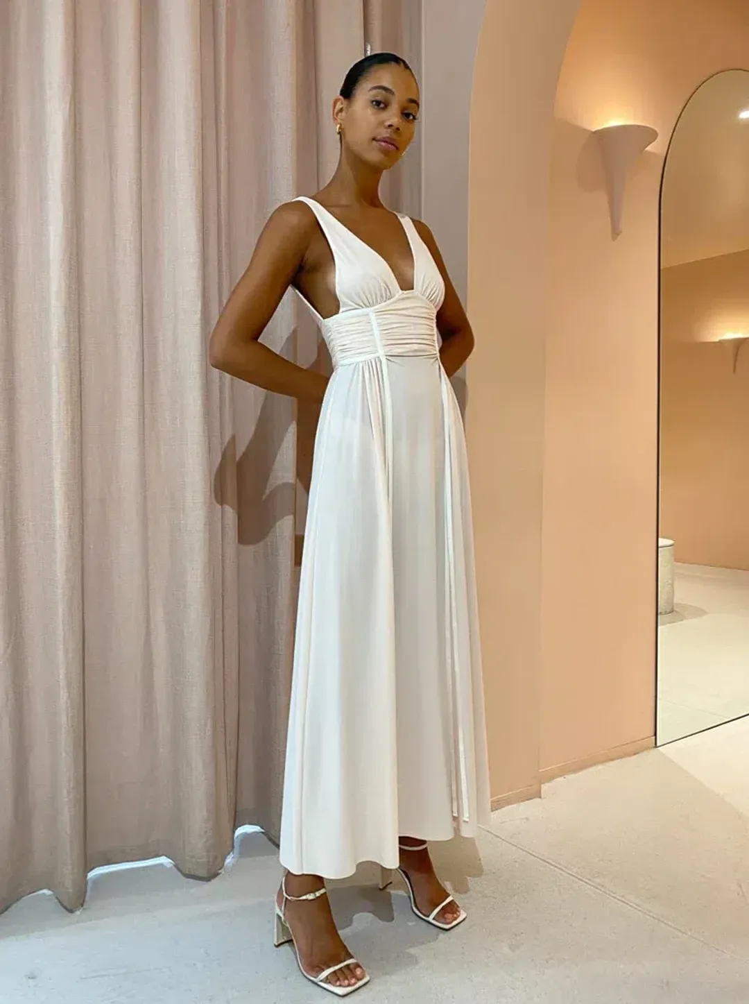 Bec & Bridge Gwen Maxi Dress in Shell Size 12 for rent on The Volte - main image