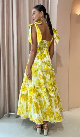 Alemais Sonny Midi Dress in Lemon Floral Size XS / AU 6 for rent on The Volte - image 3