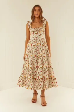 Palm Noosa Leon Midi Dress in Tomato Tiles Print Size 12 for rent on The Volte - image 1