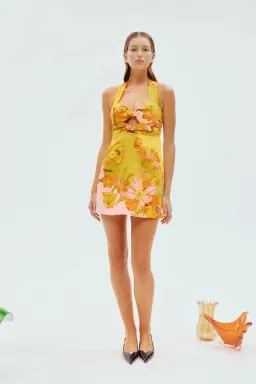 Alemais Silas Halter Mini Dress Floral Multi Size 8 for rent on The Volte - image 1