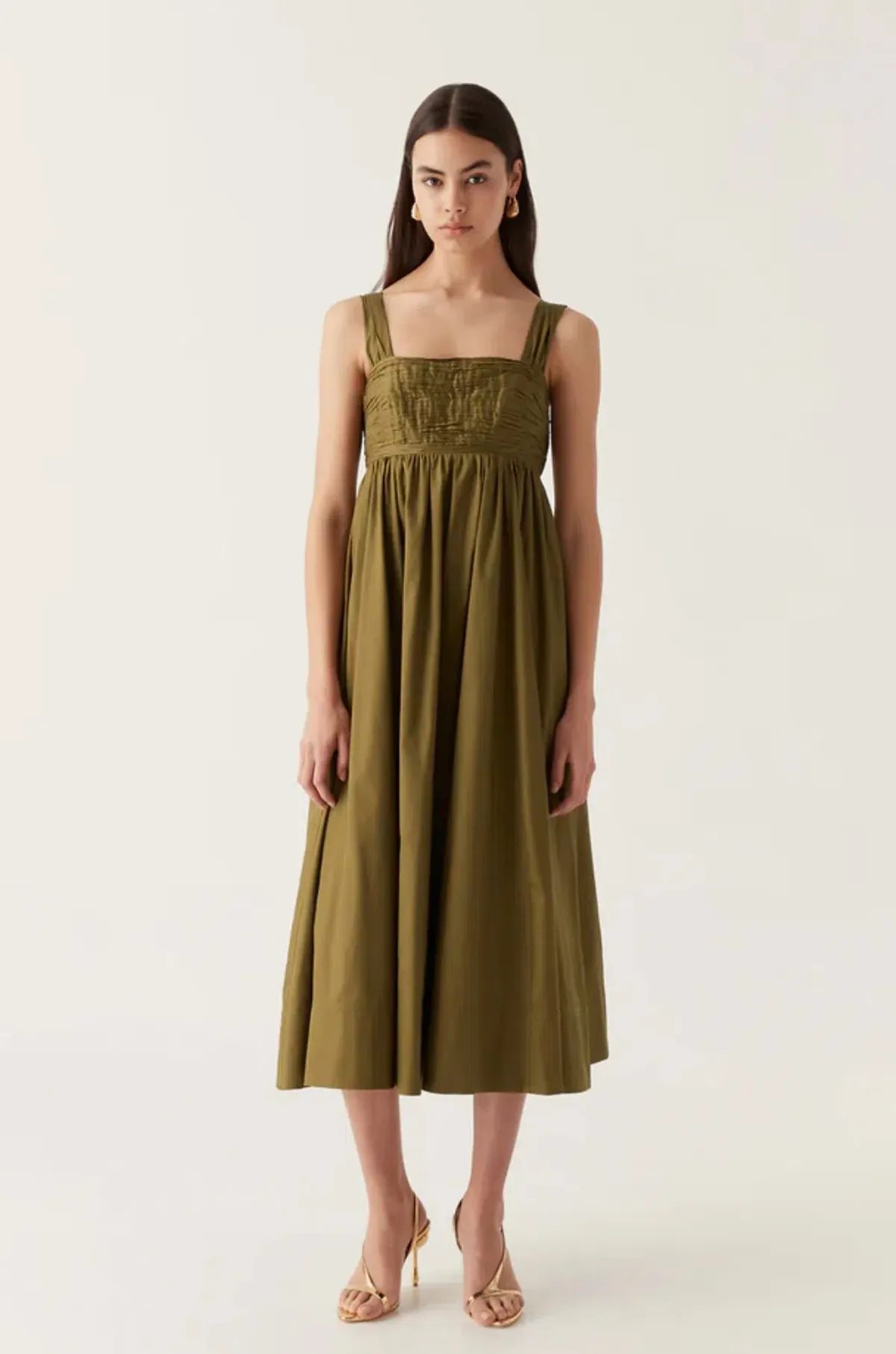 Aje Nova Tie Back Midi Dress Green Size 14 for rent on The Volte - main image