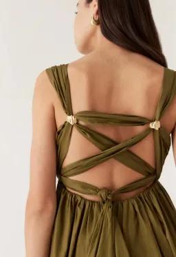 Aje Nova Tie Back Midi Dress Green Size 14 for rent on The Volte - image 2