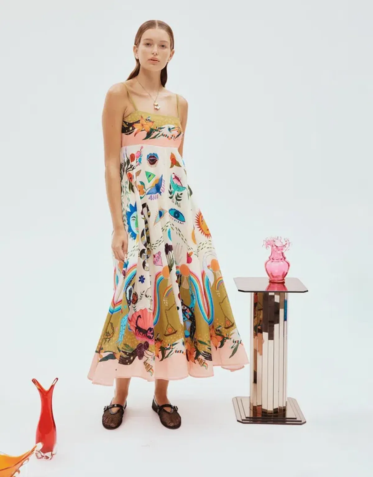 Alemais Evergreen Sundress Multi Print Size 12 for rent on The Volte - main image