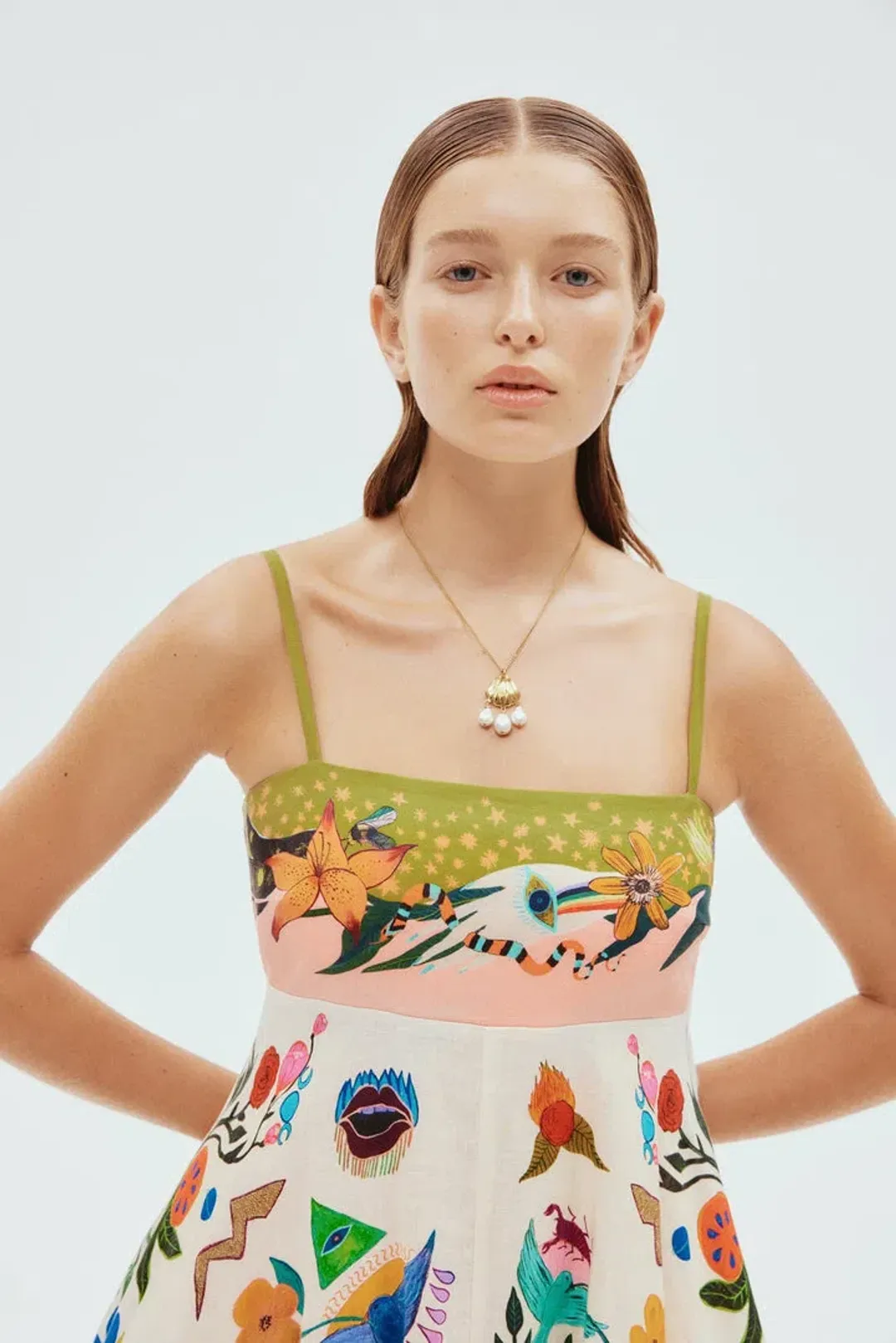Alemais Evergreen Sundress Multi Print Size 14 for rent on The Volte - main image