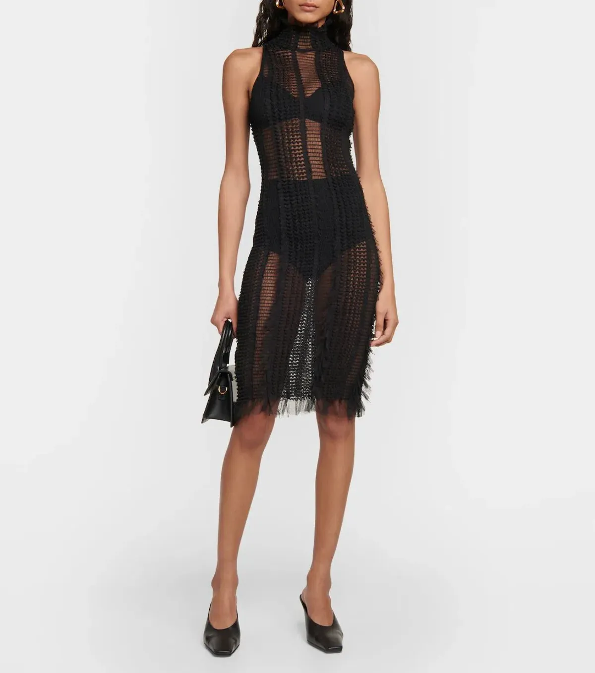 Roberta Einer Angel Sheer Mini Dress Black Size 6 - Image 3