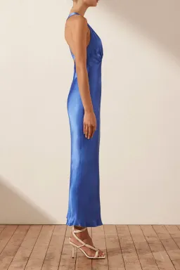 Shona Joy Oliviera Plunged Cross Back Midi Dress Strong Blue Size 6 for rent on The Volte - image 2