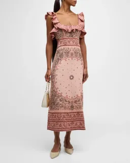 Zimmermann Matchmaker Frilled Midi Pink Bandana Size 2 / AU 12 for rent on The Volte - image 1