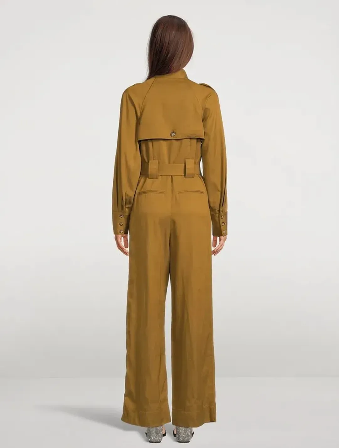 Shona Joy Sara High Neck Boiler Suit Tapenade Size 14 for rent on The Volte - main image