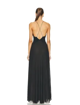 Helsa Sheer Deep V Long Dress Black Size M / Au 10 for rent on The Volte - image 4