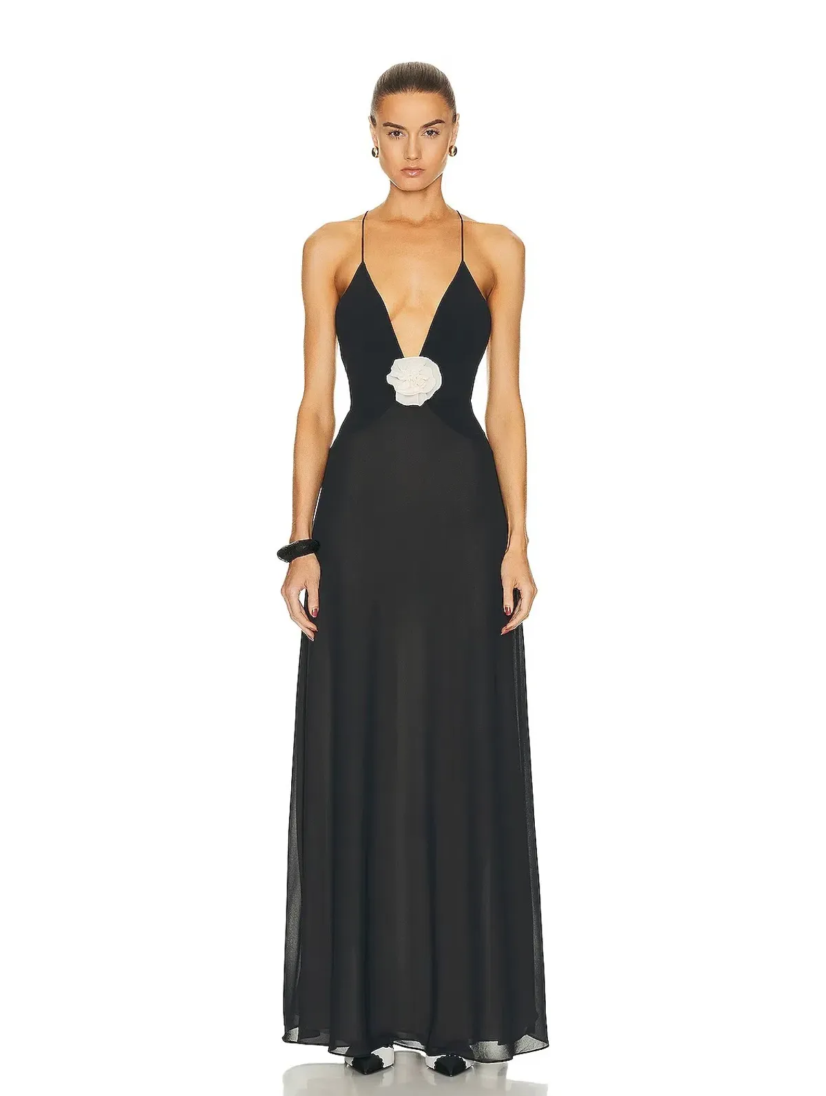 Helsa Sheer Deep V Long Dress Black Size M / Au 10 - Image 1