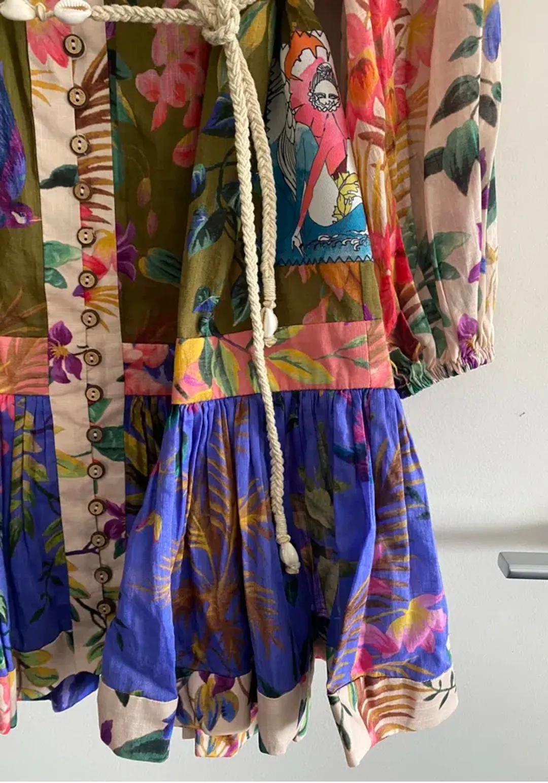 Zimmermann Tropicana Print Belted Mini Dress Multi-colored Size 0 / AU 8 for rent on The Volte - main image
