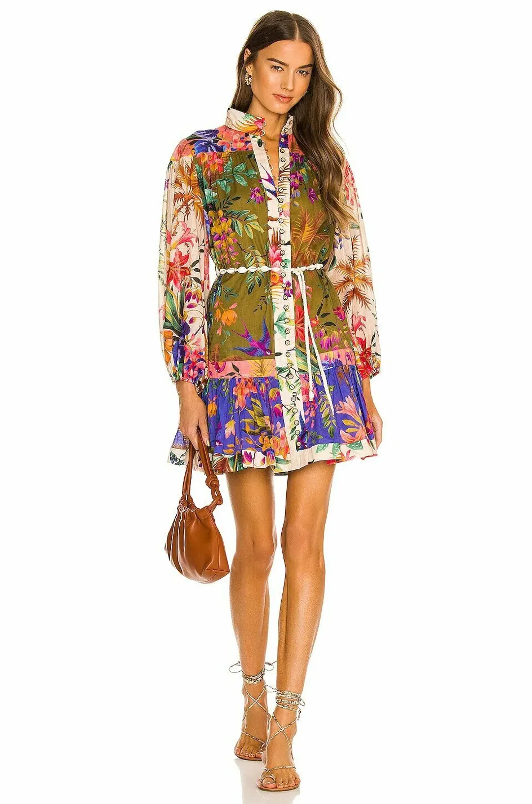 Zimmermann Tropicana Print Belted Mini Dress Multi-colored Size 0 / AU 8 for rent on The Volte - main image