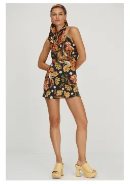 Shona Joy Okala Silk Cross Front Halter Mini Dress Floral Size 6 for rent on The Volte - image 1