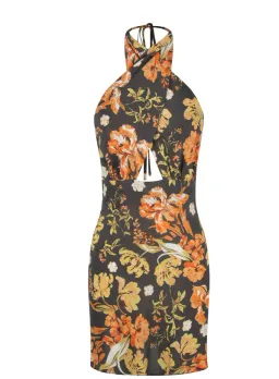 Shona Joy Okala Silk Cross Front Halter Mini Dress Floral Size 6 for rent on The Volte - image 5