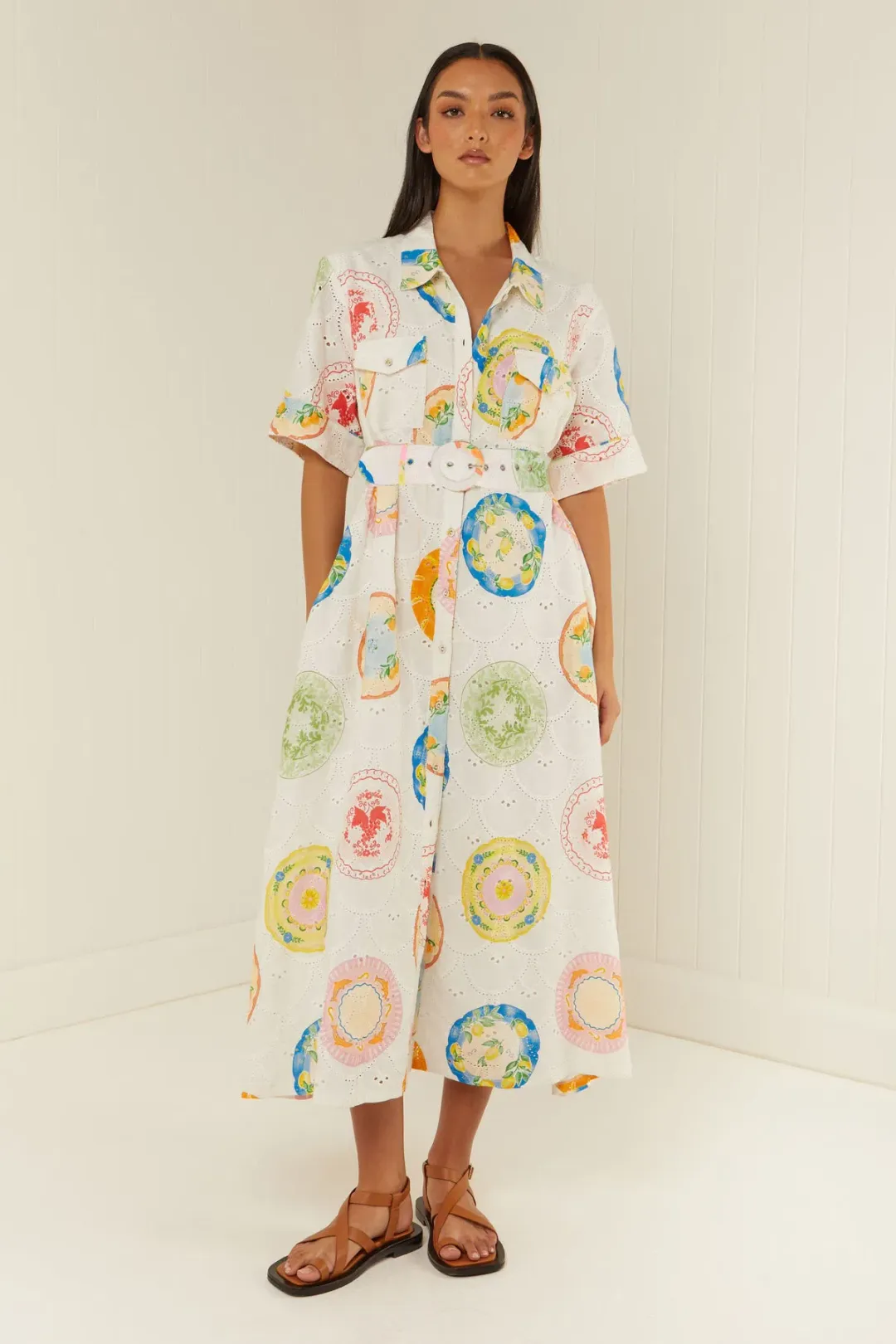Palm Noosa Souvenir Midi Dress Print AU12 for rent on The Volte - main image