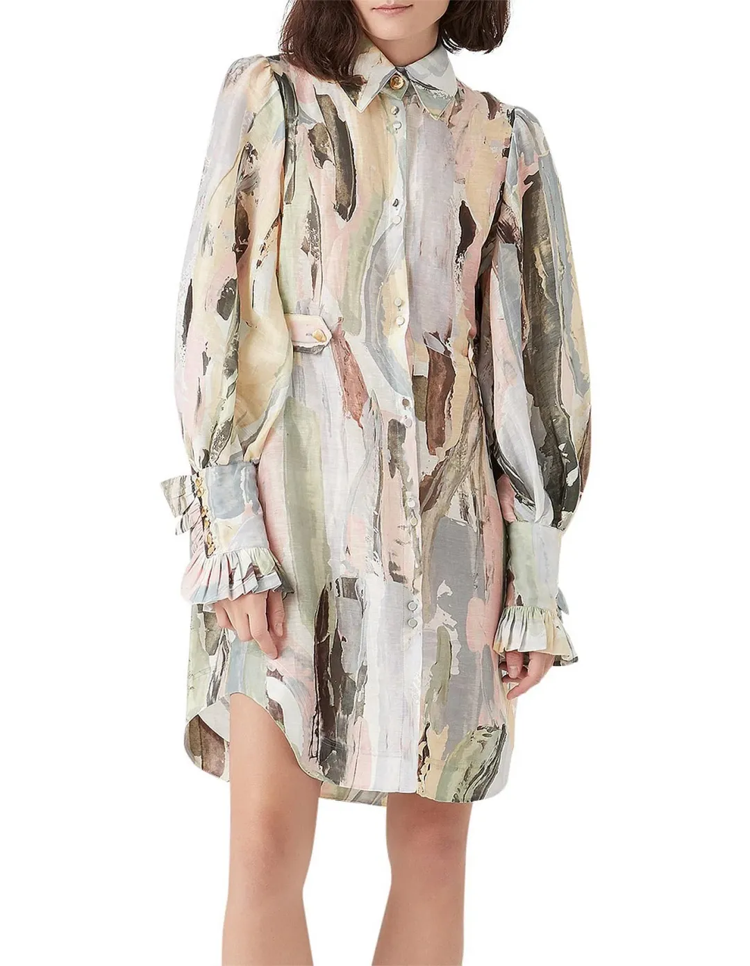 Aje Paperbark Shirt Dress Print Size 12 for rent on The Volte - main image