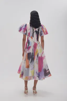 Aje Nova Pleated Midi Dress Deep Multi Size 16 for rent on The Volte - image 3
