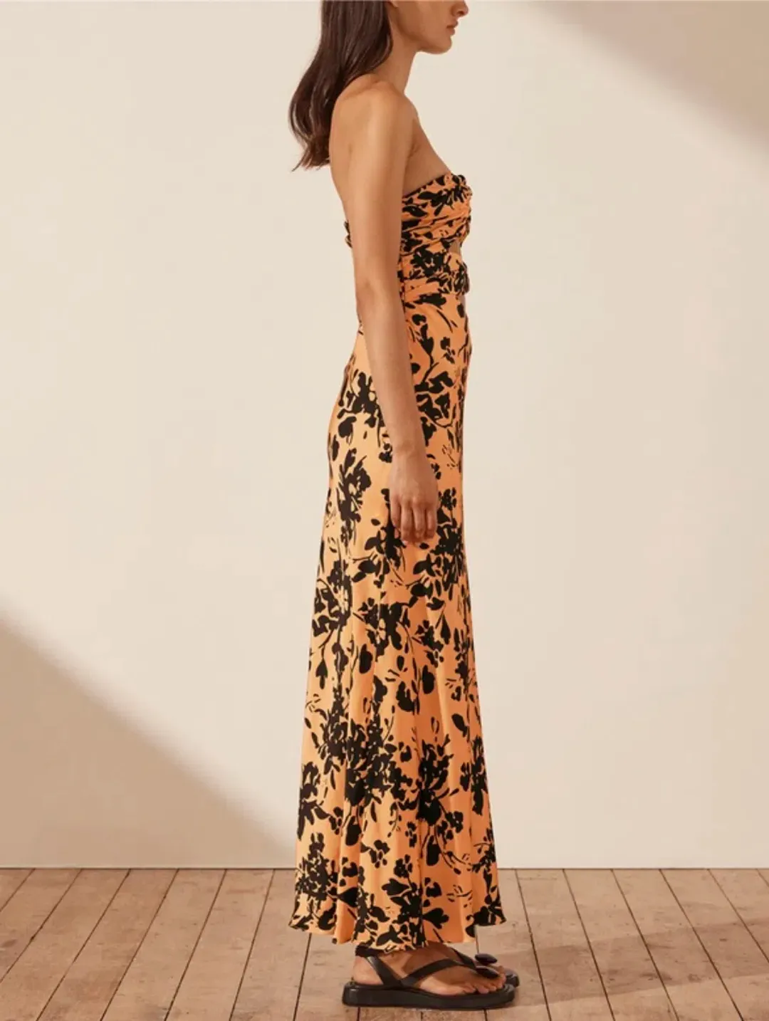 Shona Joy Solare Strapless Cut Out Ruched Dress Print Size 6 for rent on The Volte - main image
