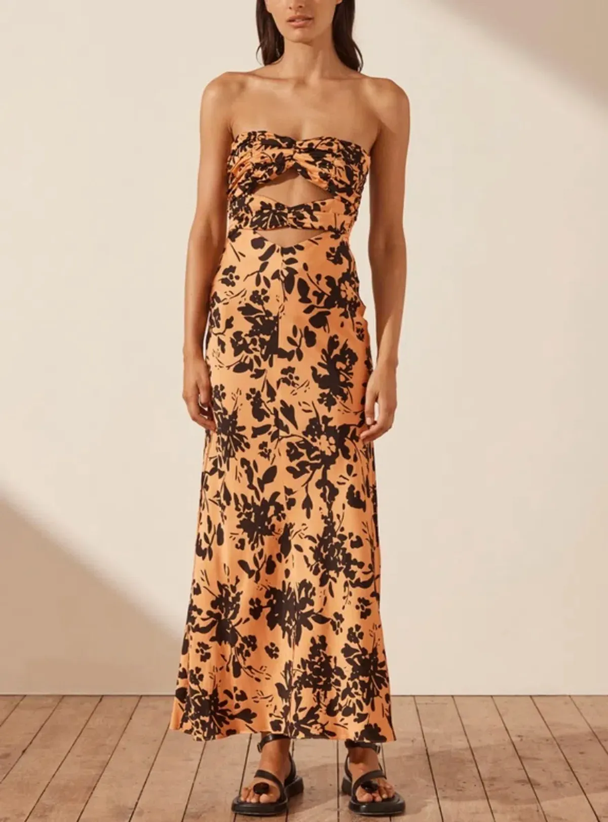Shona Joy Solare Strapless Cut Out Ruched Dress Print Size 6 - Image 2