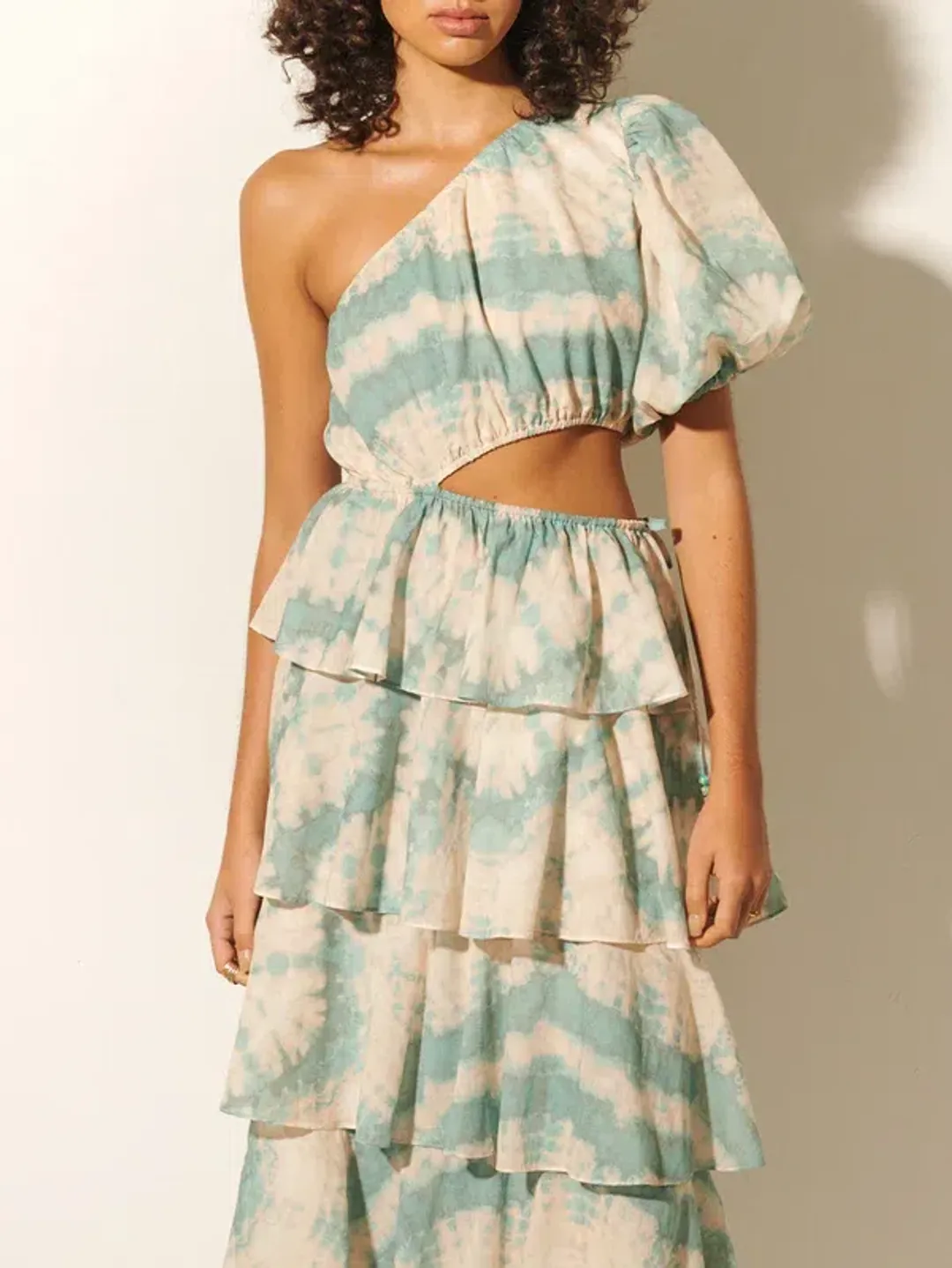Kivari Mirage One Shoulder Maxi Dress Print Size 12 for rent on The Volte - main image