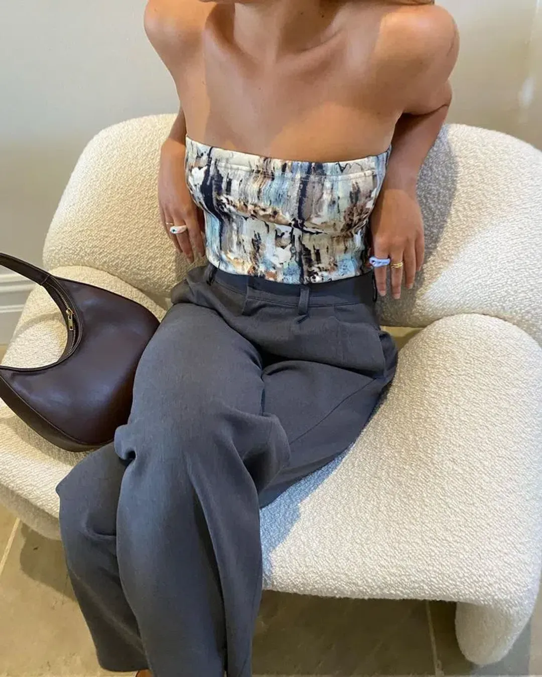 With Harper Lu Marble Boob Tube Top Print Multi Size 10 for rent on The Volte - main image