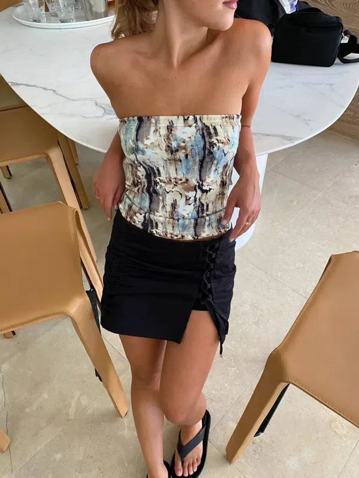With Harper Lu Marble Boob Tube Top Print Multi Size 10 - Image 1