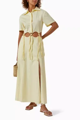 Anna Quan Ondine Cut Out Maxi Dress Sorbet Lemon Yellow Size 8 for rent on The Volte - image 1