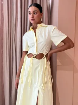 Anna Quan Ondine Cut Out Maxi Dress Sorbet Lemon Yellow Size 8 for rent on The Volte - image 3