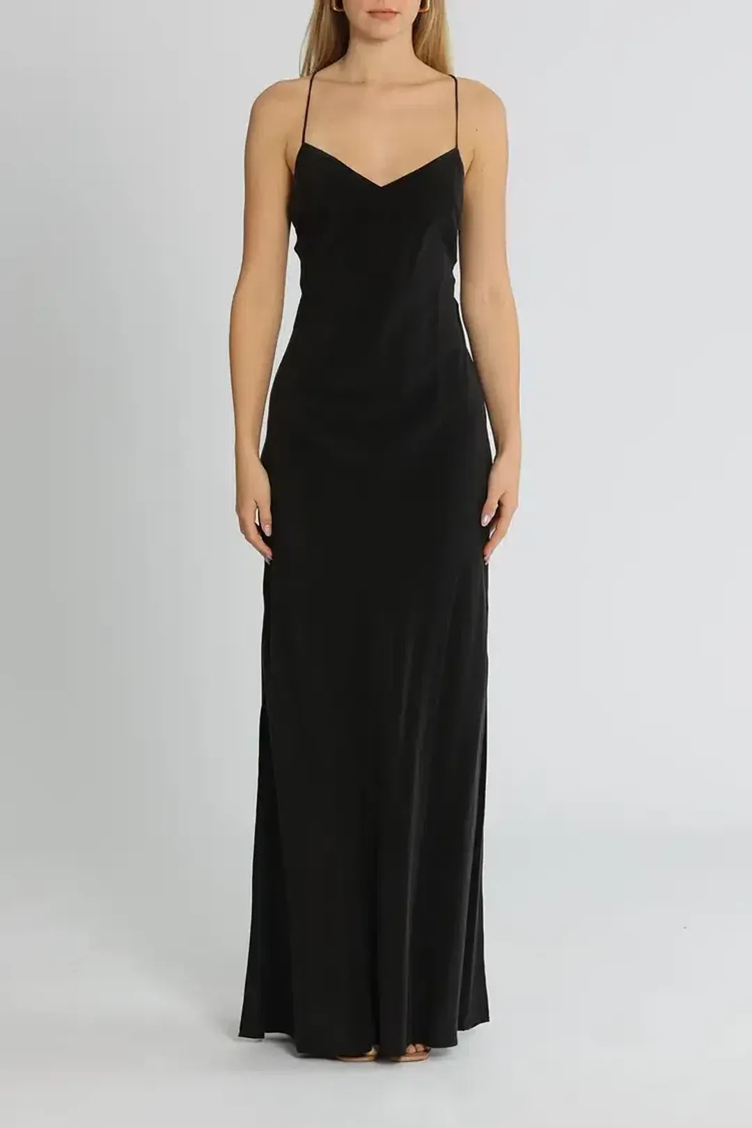 St Agni Bias Cut Silk Dress in Black Size 8 for rent on The Volte - main image