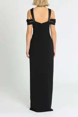 Halston Heritage Cold Shoulder Fitted Gown in Black Size 12 for rent on The Volte - image 4
