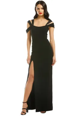 Halston Heritage Cold Shoulder Fitted Gown in Black Size 12 for rent on The Volte - image 1