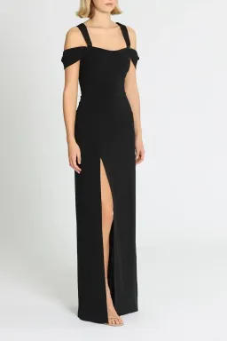 Halston Heritage Cold Shoulder Fitted Gown in Black Size 14 for rent on The Volte - image 3