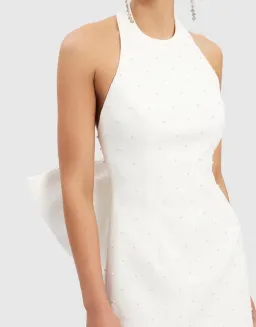 Rebecca Vallance Perle Bow Mini Dress White Size 8 for rent on The Volte - image 4